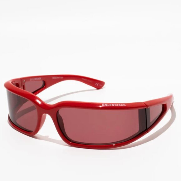 BALENCIAGA | RECTANGLE SUNGLASSES | RED | BB0123S 005 - Picture 1 of 8